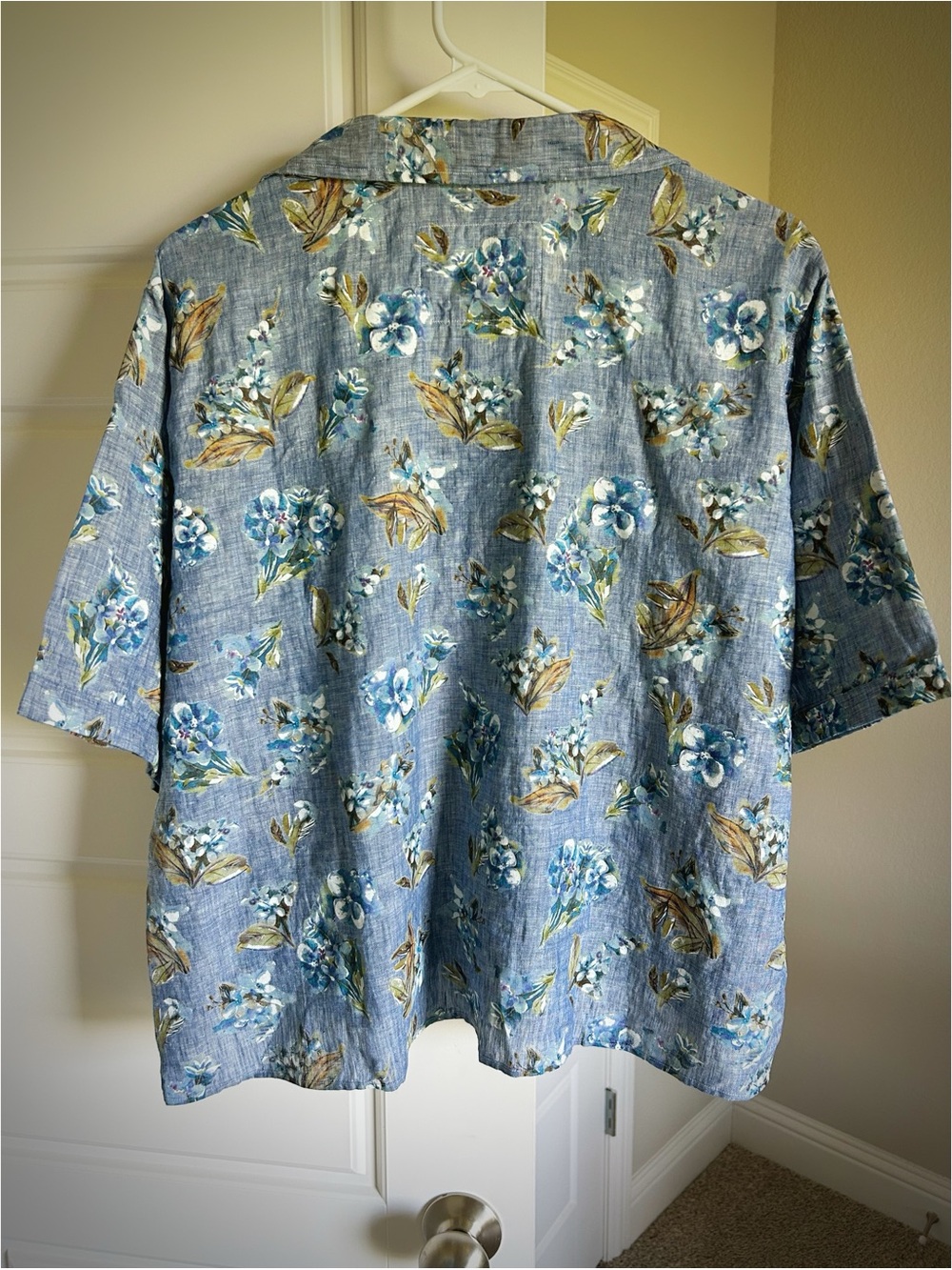 Frank & Eileen Linen Floral Boxy Button Down Blouse Top Size S - Picture 4 of 12